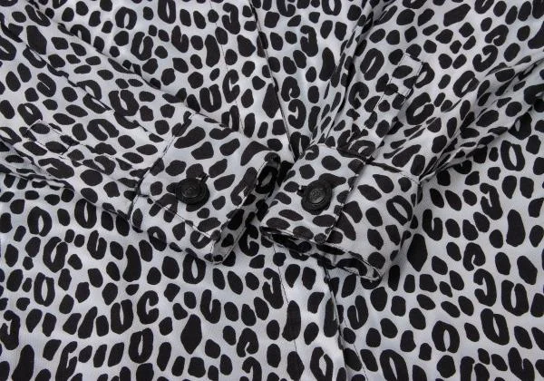 ジャンニヴェルサーチGIANNI VERSACE アニマル柄ボタンフライシャツ 黒白42 K-145403_008