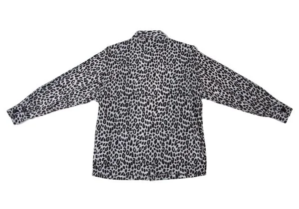 ジャンニヴェルサーチGIANNI VERSACE アニマル柄ボタンフライシャツ 黒白42 K-145403_013