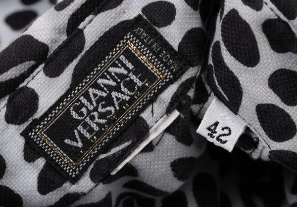ジャンニヴェルサーチGIANNI VERSACE アニマル柄ボタンフライシャツ 黒白42 K-145403_015