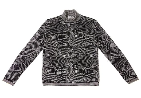 ジャンニヴェルサーチGIANNI VERSACE ジャガードタートルネックニット 黒白M位 K-145405_002