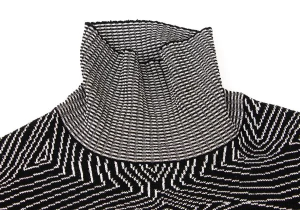 ジャンニヴェルサーチGIANNI VERSACE ジャガードタートルネックニット 黒白M位 K-145405_005