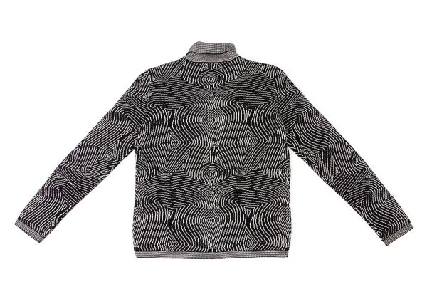 ジャンニヴェルサーチGIANNI VERSACE ジャガードタートルネックニット 黒白M位 K-145405_012