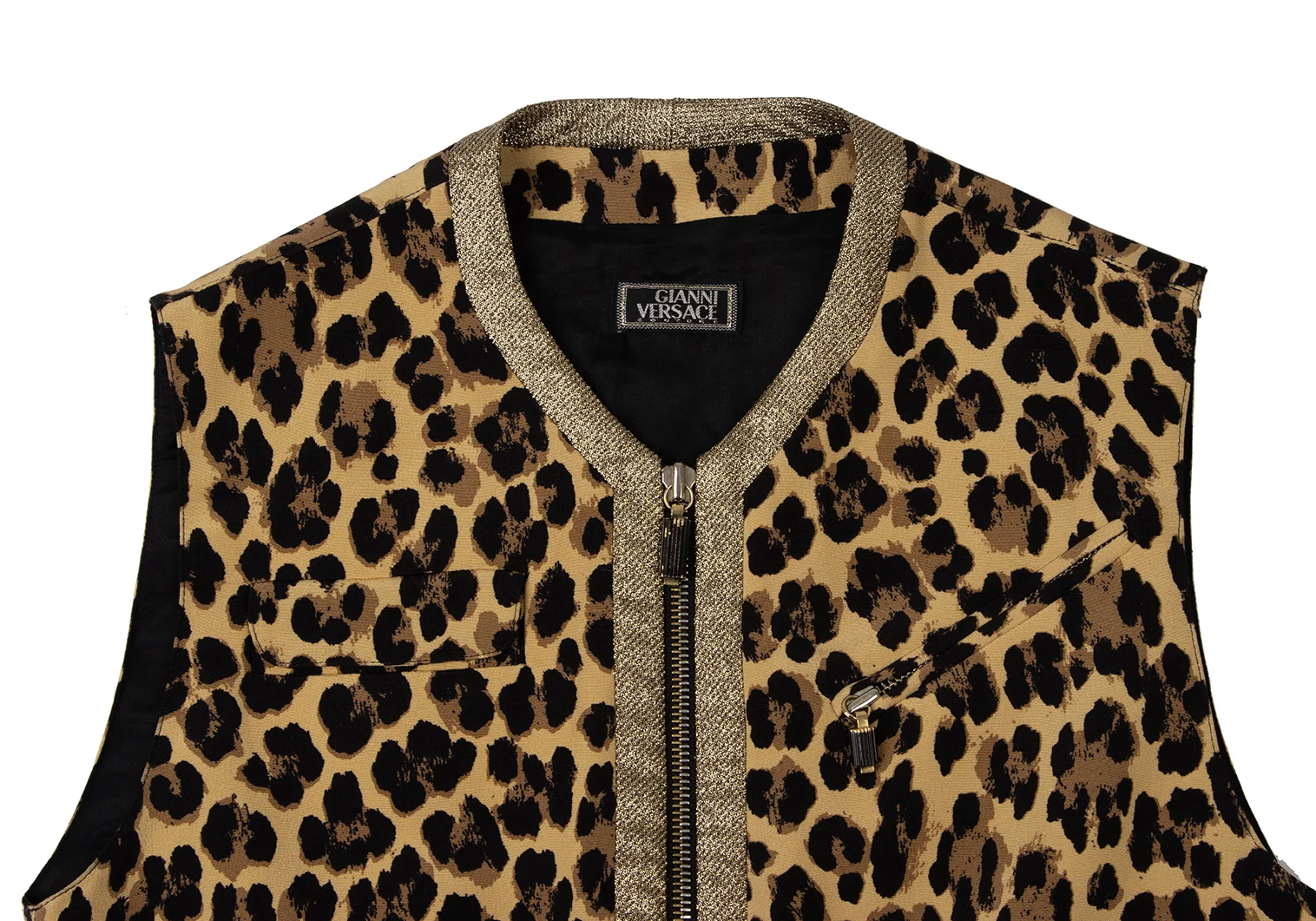 ジャンニヴェルサーチGIANNI VERSACE ラメ切替レオパードジップ