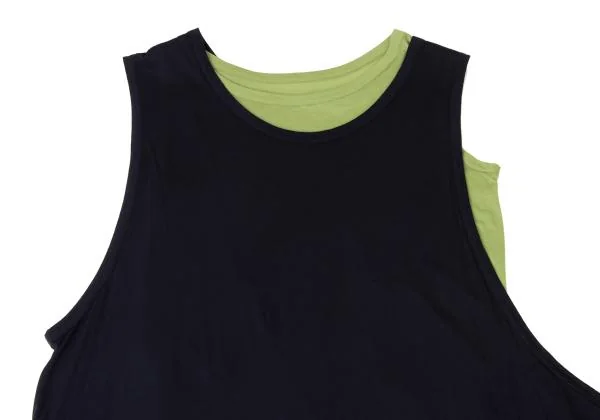 Y's Cotton Rayon Bicolor Layered Sleeveless Dress K-145434_003