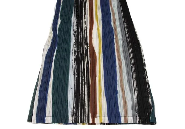プリーツプリーズPLEATS PLEASE Leaf Vein マルチストライプノースリーブワンピース マルチ3 K-145495_006