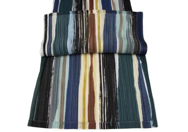 プリーツプリーズPLEATS PLEASE Leaf Vein マルチストライプノースリーブワンピース マルチ3 K-145495_007