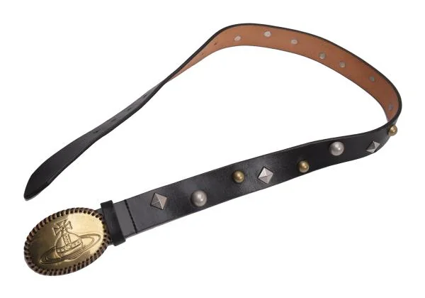 Vivienne Westwood Orb Buckle Studs Leather Belt K-145514_002