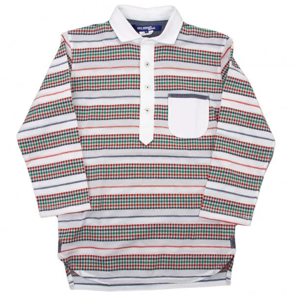 【SALE】新品！ジュンヤワタナベマン コムデギャルソンJUNYA WATANABE MAN COMME des GARCONSチェックボーダー七分袖ポロシャツ