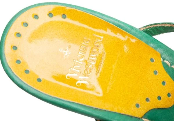 ヴィヴィアンウエストウッドVivienne Westwood エナメルレザーヒールサンダル 緑黄紺36.5(23.5位) K-145532_015