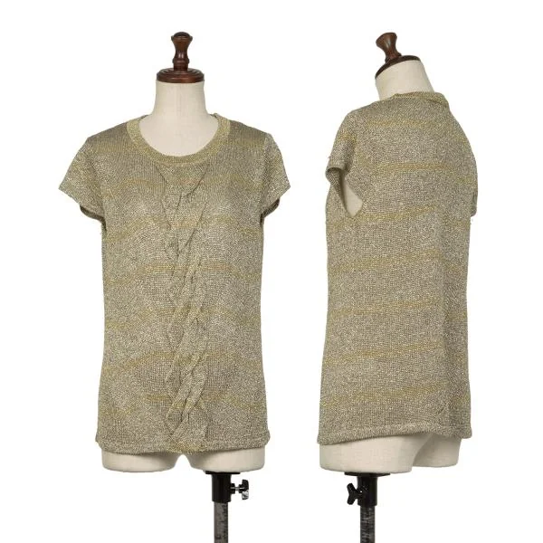 BASILE 28 Glitter Cable Weave Sleeveless Knit Top Gold 40 K-145615_001