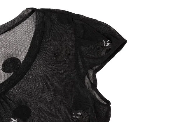 バジーレBASILE 28 スパンコールドットメッシュTシャツ 黒M位 K-145616_005