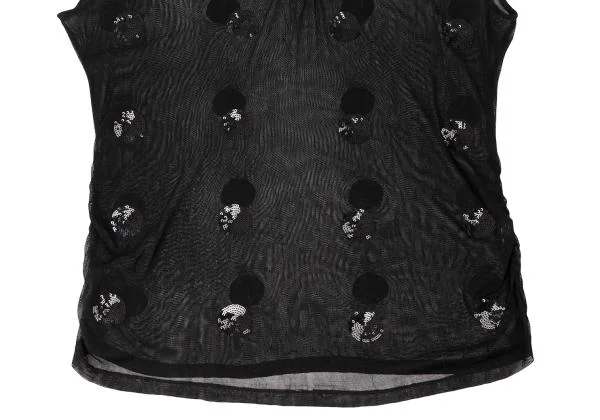 バジーレBASILE 28 スパンコールドットメッシュTシャツ 黒M位 K-145616_007