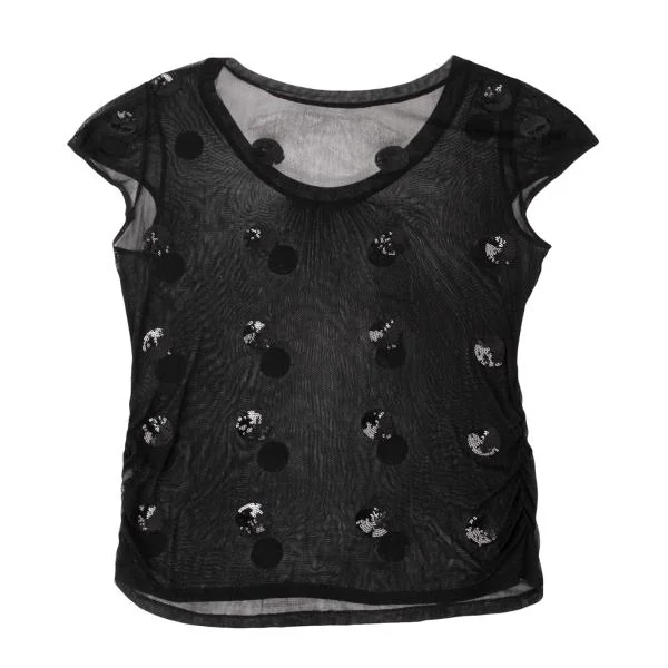 バジーレBASILE 28 スパンコールドットメッシュTシャツ 黒M位 K-145616_009