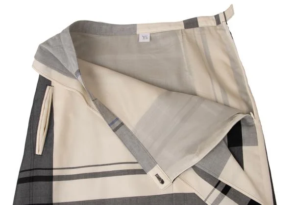  Y's Wool Overcheck Drape Design Skirt K-145630_007