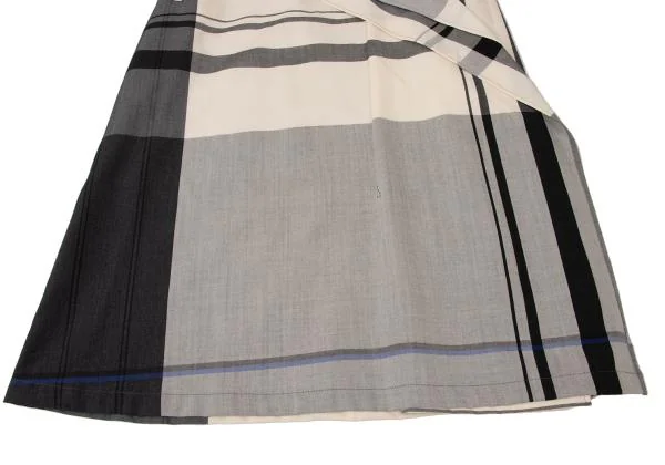  Y's Wool Overcheck Drape Design Skirt K-145630_009