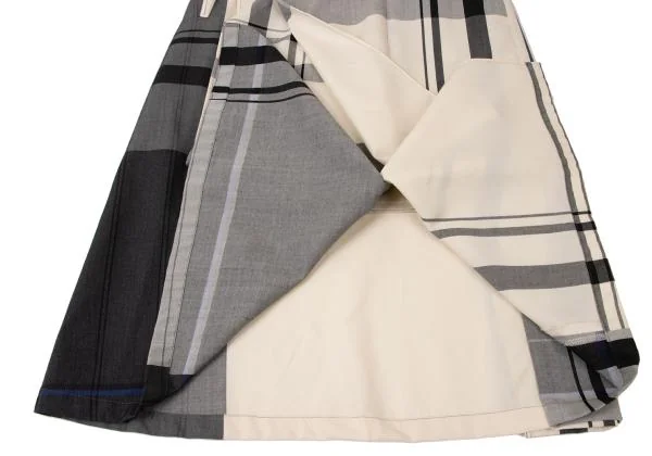  Y's Wool Overcheck Drape Design Skirt K-145630_012