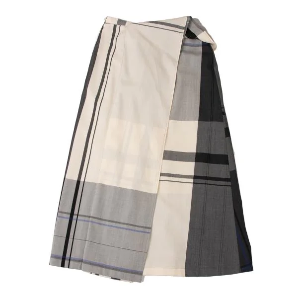  Y's Wool Overcheck Drape Design Skirt K-145630_013