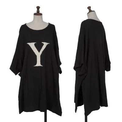 Yohji Yamamoto NOIR BLACK and BLACK Logo Cutting T Shirt