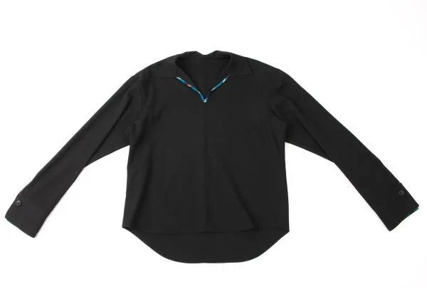 Y's Wool Gaba Check Piping Design Skipper Blouse K-145817_002
