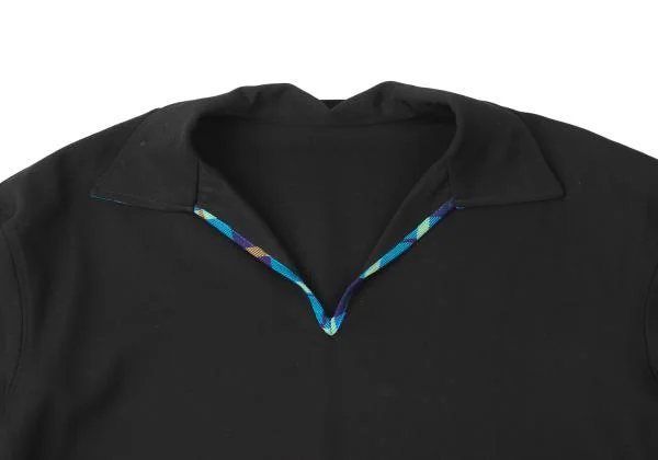 Y's Wool Gaba Check Piping Design Skipper Blouse K-145817_003