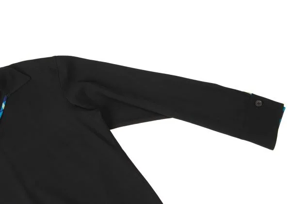 Y's Wool Gaba Check Piping Design Skipper Blouse K-145817_004