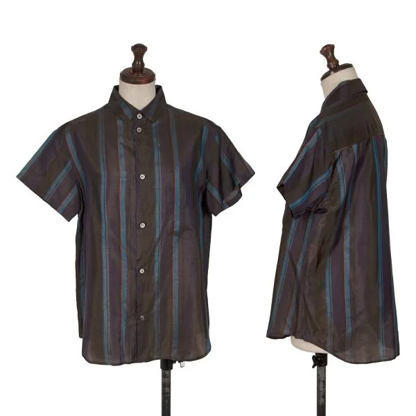 Y's Silk Blend Striped Short Sleeve Shirt Multi-Color 3 K-145820_001