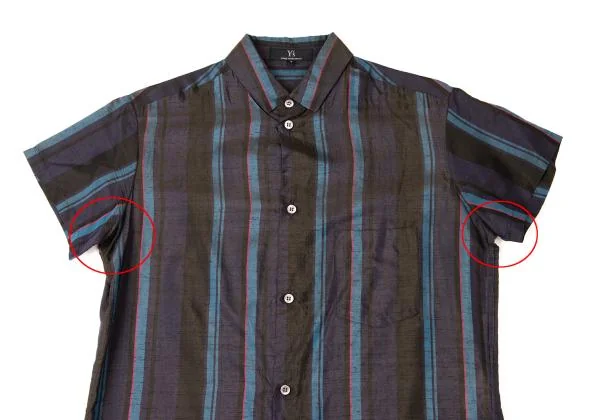 Y's Silk Blend Striped Short Sleeve Shirt K-145820_003