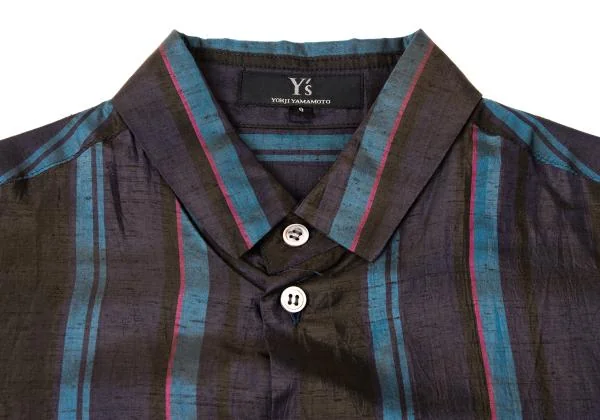 Y's Silk Blend Striped Short Sleeve Shirt K-145820_006