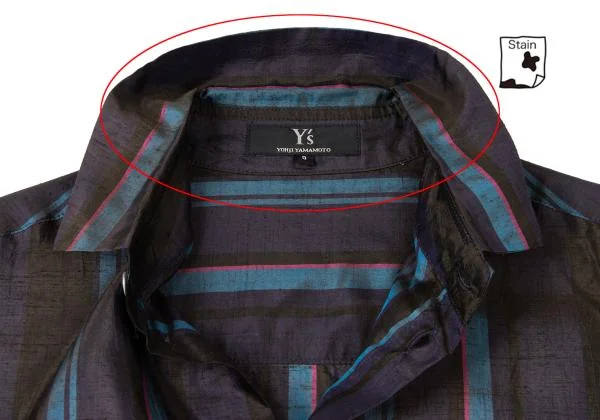 Y's Silk Blend Striped Short Sleeve Shirt K-145820_007