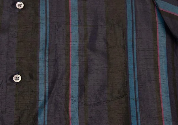 Y's Silk Blend Striped Short Sleeve Shirt K-145820_009