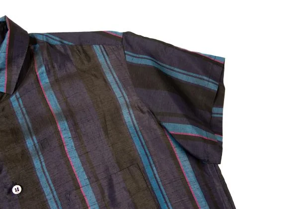 Y's Silk Blend Striped Short Sleeve Shirt K-145820_010