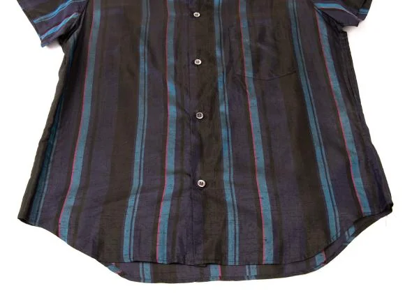 Y's Silk Blend Striped Short Sleeve Shirt K-145820_011
