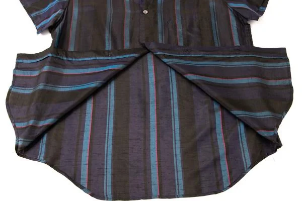 Y's Silk Blend Striped Short Sleeve Shirt K-145820_012