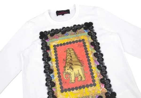 トリコ コムデギャルソン トリコスペシャルtricot COMME des GARCONS tricot Special レース装飾プリントカットソー 白S K-145863_002