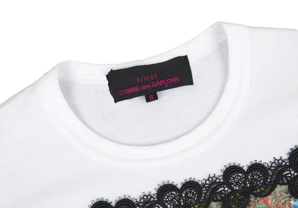 トリコ コムデギャルソン トリコスペシャルtricot COMME des GARCONS tricot Special レース装飾プリントカットソー 白S K-145863_003