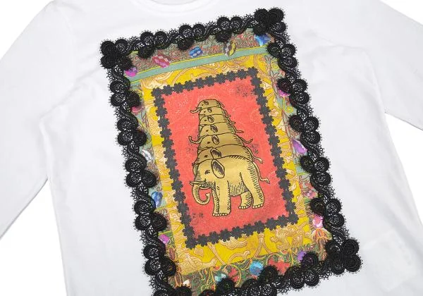 トリコ コムデギャルソン トリコスペシャルtricot COMME des GARCONS tricot Special レース装飾プリントカットソー 白S K-145863_004