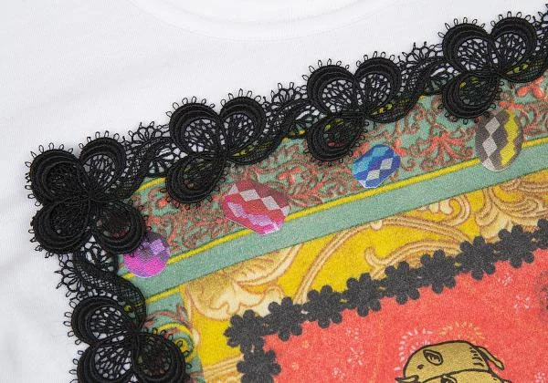 トリコ コムデギャルソン トリコスペシャルtricot COMME des GARCONS tricot Special レース装飾プリントカットソー 白S K-145863_005