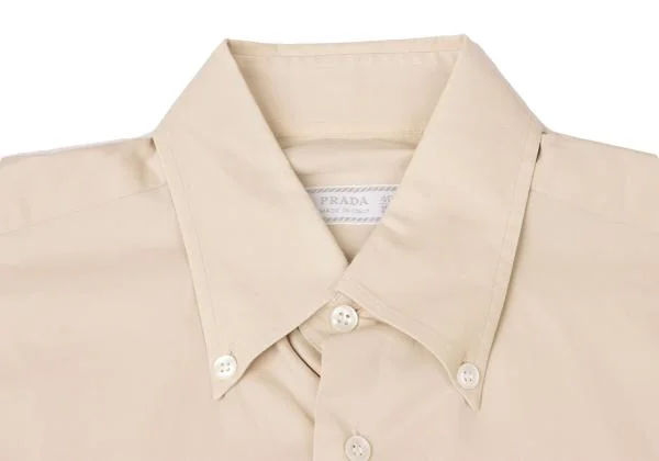 プラダPRADA コットンナイロンストレッチレギュラーカラーシャツ ベージュ40 K-145940_005