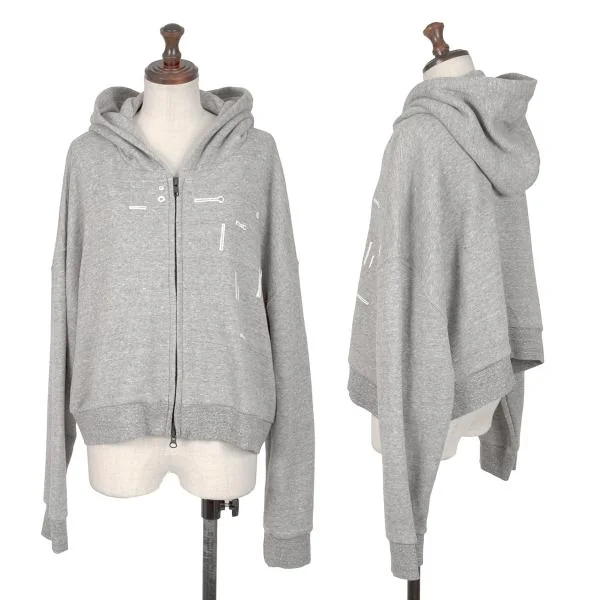  Y's Button Hole Printed Zip Up Hoodie Grey 2 K-145997_001