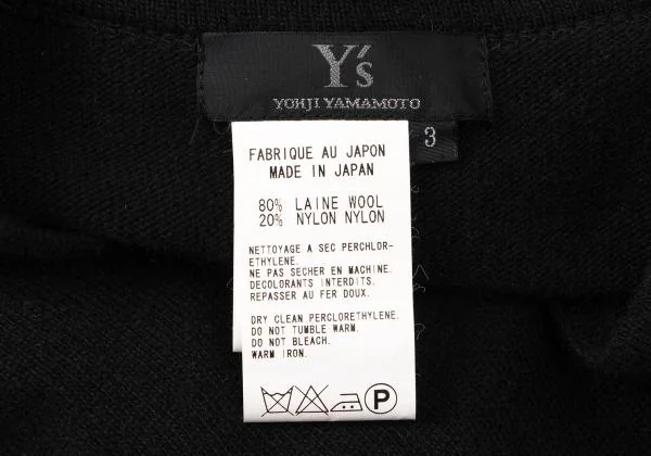 Y's Wool Nylon Crew Neck Knit Sweater K-146012_010