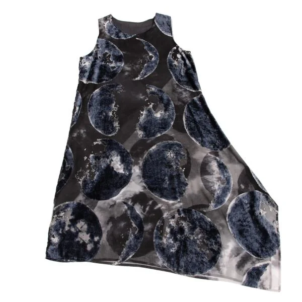 Y's Flocked Moon Print Sleeveless Dress K-146018_002