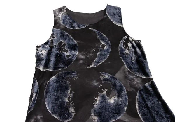 Y's Flocked Moon Print Sleeveless Dress K-146018_003