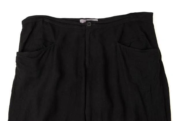ヨウジヤマモト ノアールYohji Yamamoto NOIR レーヨンリネンストレートパンツ 黒3 K-146038_002