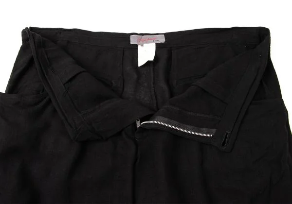 ヨウジヤマモト ノアールYohji Yamamoto NOIR レーヨンリネンストレートパンツ 黒3 K-146038_005