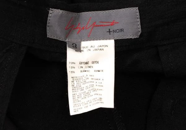 ヨウジヤマモト ノアールYohji Yamamoto NOIR レーヨンリネンストレートパンツ 黒3 K-146038_017