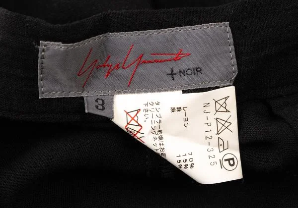 ヨウジヤマモト ノアールYohji Yamamoto NOIR レーヨンリネンストレートパンツ 黒3 K-146038_018