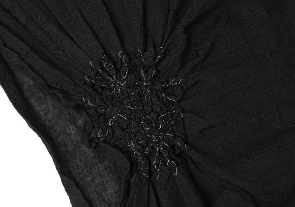 Yohji Yamamoto NOIR Wool Silk Shirring Stitch Fringe Stole K-146043_002