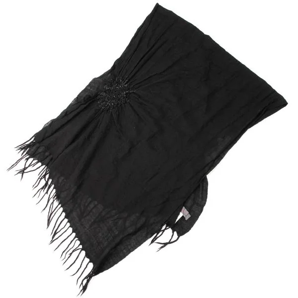 Yohji Yamamoto NOIR Wool Silk Shirring Stitch Fringe Stole K-146043_004