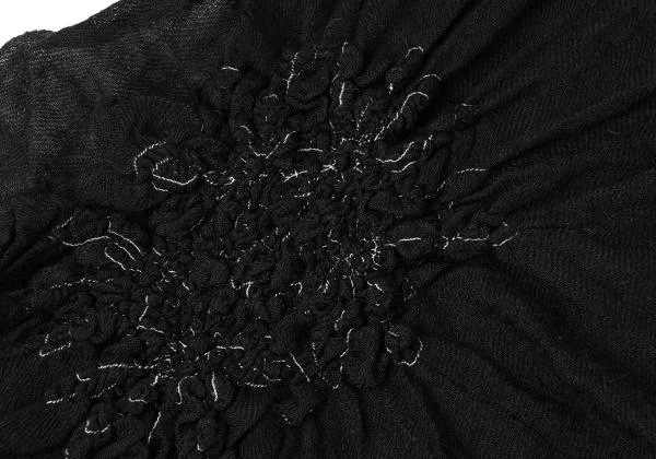 Yohji Yamamoto NOIR Wool Silk Shirring Stitch Fringe Stole K-146043_005