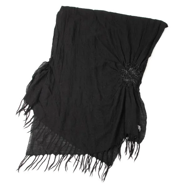 Yohji Yamamoto NOIR Wool Silk Shirring Stitch Fringe Stole K-146043_006